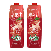 京典光年 100%NFC苹果汁1L*2瓶纯鲜榨果汁饮料0添加剂 100%鲜榨苹果汁