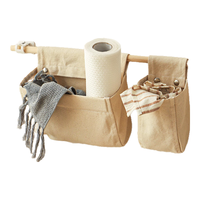 圆本布艺收纳挂袋墙挂式床头门后悬挂式储物袋壁挂杂物置物袋 【组合款】小中挂袋+木棍+免钉托