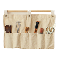 圆本布艺收纳挂袋墙挂式床头门后悬挂式储物袋壁挂杂物置物袋 【组合款】大号挂袋+木棍+免钉托