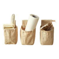 圆本布艺收纳挂袋墙挂式床头门后悬挂式储物袋壁挂杂物置物袋 【组合款】小号3个+木棍+免钉托