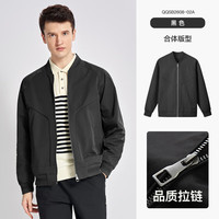 千纸鹤（Q ZHIHE）男士飞行员棒球领衣服夹克外套春秋季通勤干部行政男装上衣 2608 02A黑色 S
