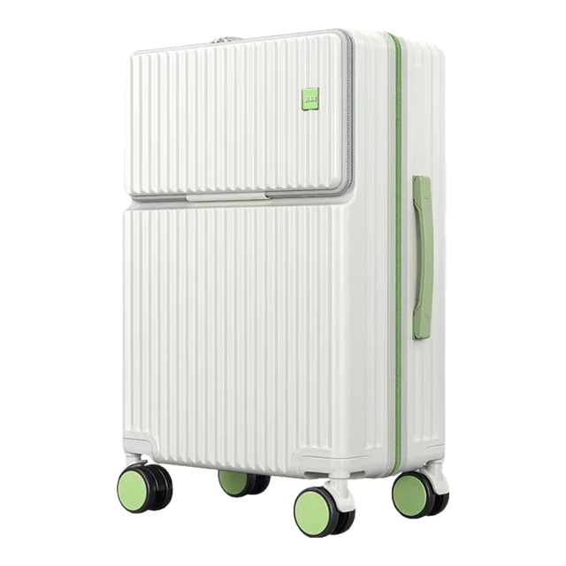 移动端、京东百亿补贴：森马 前开口行李箱铝框箱旅行箱登机箱2025男女通用 白绿色  20寸