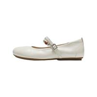 百丽 复古串珠羊皮玛丽珍鞋女2026春新柔软可翻折浅口单鞋B2994AQ6 米白色 37