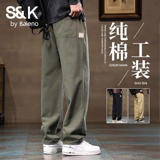 班尼路 S&K系列工装裤  男宽松休闲直筒裤男款