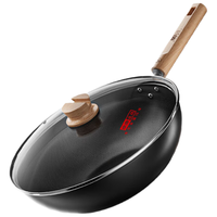 中康热门商品有钛无涂层不粘锅精铁锅炒锅电磁炉气灶通用锅32cm赠筷子 有钛无涂层4~6人+筷子五双 32cm