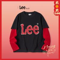 李 Lee 假两件马年纯棉儿童打底衫内搭秋冬男童拜年服女童中大童长袖t恤