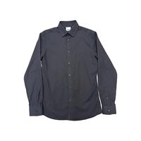 自营Burberry/博柏利 男士藏青色棉修身袖口经典格纹长袖 黑色1