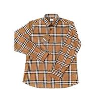 自营Burberry/博柏利 男士藏青色棉修身袖口经典格纹长袖 棕色6