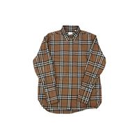 自营Burberry/博柏利 男士藏青色棉修身袖口经典格纹长袖 棕色