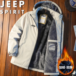 JEEP SPIRIT 加绒加厚保暖 卡其色 2XL 男士棉服