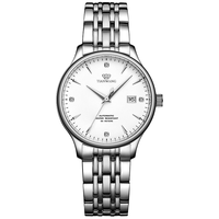 天王 昆仑系列 LS5876S/D-A 女士钢带机械表 白