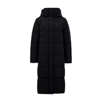 雪中飞秋冬时尚百搭大口袋大长款连帽女士羽绒服女 黑色|8056 M /165/88A