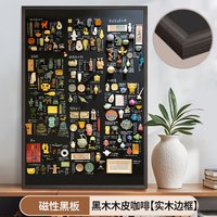 磁博士 冰箱贴展示板实木框黑板磁吸小黑板家用教学白板挂墙式珐琅板磁性可擦化妆品收纳板照片店铺装饰菜单写字板