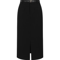 衣香丽影 黑色开叉半身裙女2025春季今年流行直筒包臀裙子 黑色 S