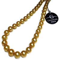 ECK高品质天然海水南洋金珠项链品质 菲律宾 浓金串链正圆强光  10-11mm浓金色