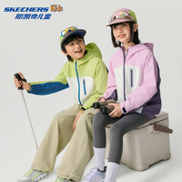 Skechers斯凯奇儿童梭织连帽外套休闲运动童装男女童户外防风上衣P126K005 薰衣草粉 /00R4 140