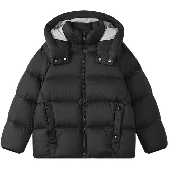 马骑顿 男童25冬学院风轻盈保暖连帽羽绒服 黑色 150