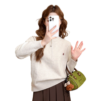真维斯 秋冬女士半拉链半高领套头毛衣高级感舒适弹力慵懒休闲内搭毛衣女