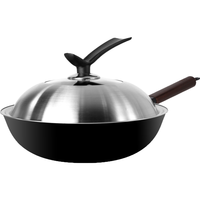 Jill May 铸味 炒锅(32cm、无涂层、铸铁、玻璃盖、平底)