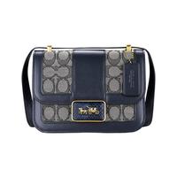 COACH 蔻驰 Alie系列 女士经典标志提花织物蛇皮细节18号单肩包 C3760 B4RH3 蓝色 小号