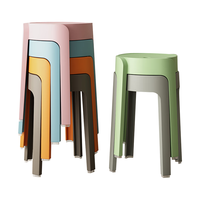 移动端、京东百亿补贴：华恺之星 凳子家用塑料凳加厚圆凳高凳板凳餐椅餐凳叠摞凳子YK066蓝绿橘粉