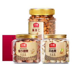 沃隆 每日纯坚果小罐组合装 扁桃仁夏威夷果开心果坚果炒货零食大礼包 3罐 开心果腰果扁桃仁组合装730g