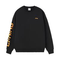 LI-NING 李宁 中性运动卫衣 AWDRF44-1 黑色/桔色 S