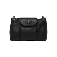 LONGCHAMP 珑骧 Le Pliage Cuir系列 女士单肩邮差包 1061 757 001 黑色