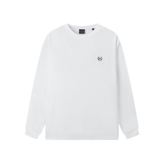 gxgjeans 美式刺绣圆领套头长袖T恤 白色