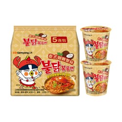 三养 泰式咖喱蟹味火鸡面142g*5+泰式咖喱蟹杯面70g*2