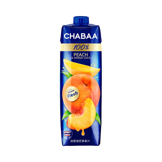 泰国原装进口 芭提娅(CHABAA)100%桃芒果汁1L 芭提雅混合果汁饮料