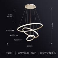 TCL 三环白吊灯 现代简约可调节吊线灯 Φ20+40+60cm 60W