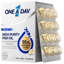 ONE A DAY 拜耳水晶深海鱼油95%高纯度1320mgOmega-3三高  60粒*1盒