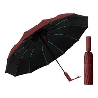 小米之家同款全自动雨伞大号加固加厚双人晴雨两用伞折叠抗风遮阳伞 60骨《酒红》 60骨《酒红》直径≤1.08米