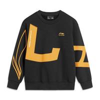 李宁 LI-NING 儿童装卫衣男童运动休闲冬印花加绒保暖宽松上衣