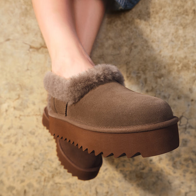 UGG 【羊皮毛鞋领】厚底毛毛鞋妮塔便鞋 1166733 DRKT | 深太妃糖棕色 38