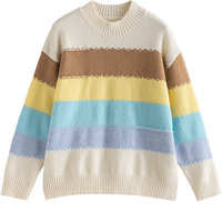 初语 毛衣女2025冬季多巴胺彩色条纹厚实保暖北极绒毛织上衣 彩色间条 M