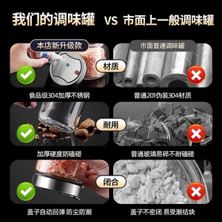 304不锈钢套装调味厨房家用玻璃调味瓶盐罐收纳调自动防潮轻奢