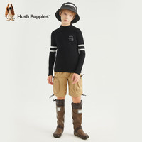 暇步士(Hush Puppies)【经典款】童装儿童男大童长袖春秋新年红色舒适简约打底衫 钻石黑 1