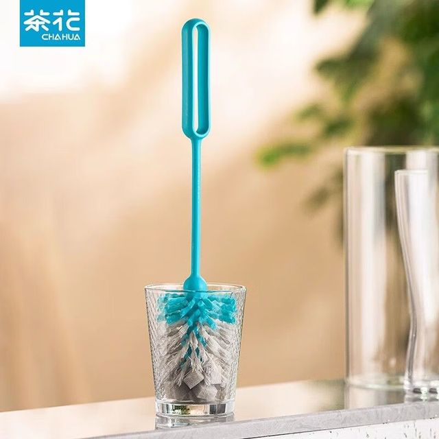 茶花 杯刷360°刷水杯长柄海绵刷奶瓶玻璃杯清洗刷子清洁刷 一个颜色