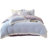 然牌牛奶绒被套单件 A类加厚防静电绒被罩 宿舍被套单人150x200cm灰紫 150*200cm A类双拼色-灰紫