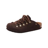 Devo的沃软木拖鞋勃肯鞋包头半包半拖复古系带凉拖外穿休闲女鞋23031 深棕反绒皮 35 （拍小一码）