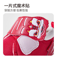 牧童新年红醒狮宝宝步前鞋冬季学步婴儿鞋加绒保暖棉鞋可爱男女童鞋 醒狮红 15 鞋内长12.0cm