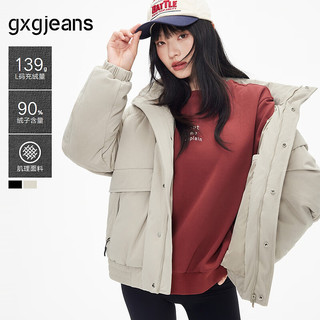  gxgjeans 双色肌理面料 男士羽绒服  浅卡其 XL (180)