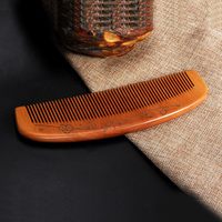 小李子天然绿檀木加大加厚梳子女士家用长头发细齿梳按摩梳子 桃木藤蔓无柄细齿简装