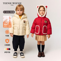 TEENIE WEENIE 小熊童装三防熊耳连帽羽绒服 红色 100cm