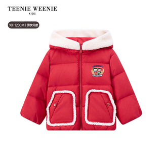 TEENIE WEENIE 小熊童装三防熊耳连帽羽绒服 红色 100cm