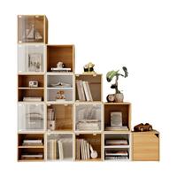 三栖虎自由组合格子柜玩具书本摆件收纳柜方形格子卧室客厅储物柜小书架 【自由组合搭配】雨丝银橡木一格30CM 加深加厚