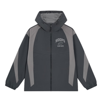 特步 男子外套夹克三防户外防泼水运动风衣时尚百搭拼色街舞服 牛角灰/内敛灰 M