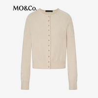 MO&Co.针织衫开衫025冬雪尼尔珠光绒感金属珠扣短款正肩MBE4CAR048 米杏色 M /165